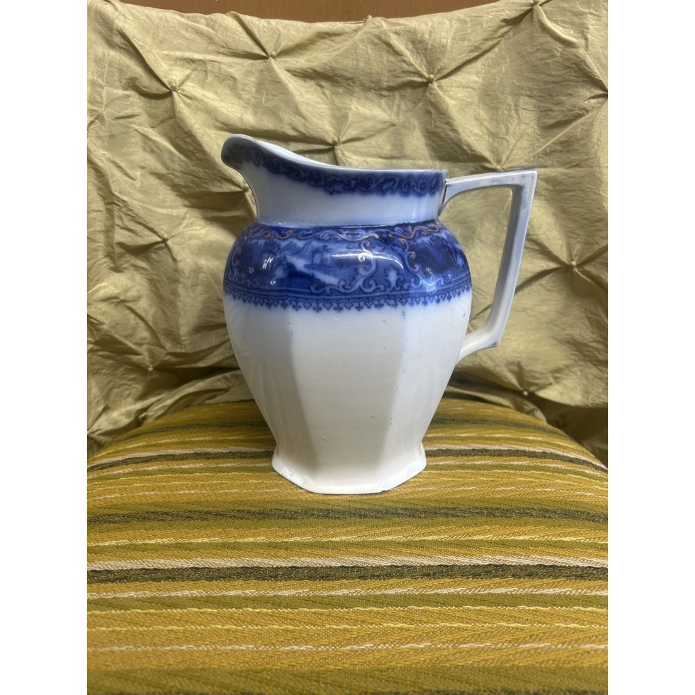 Antique Flow Blue William Brownfield & Sons Pitcher - Watteau 10"